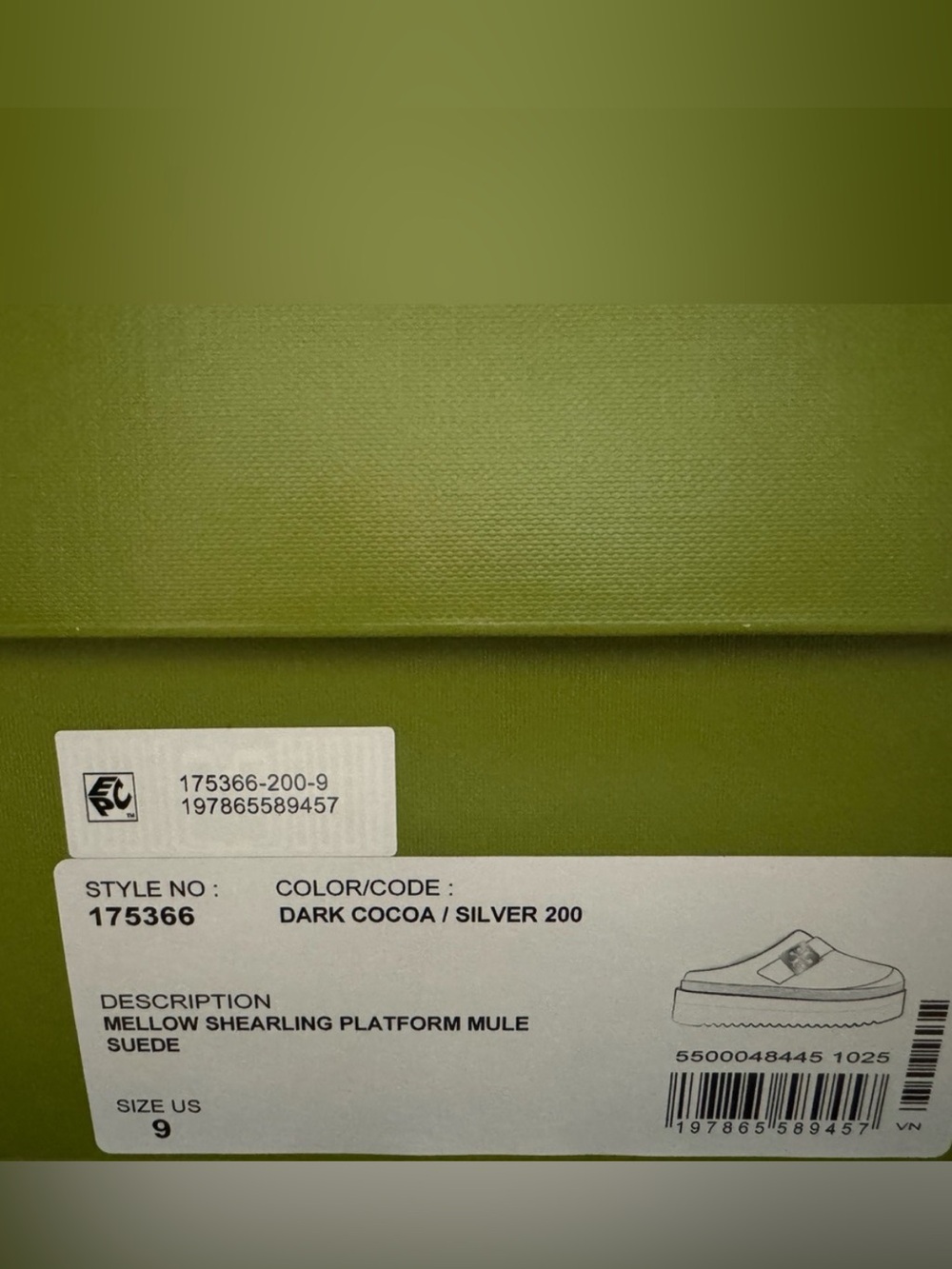 Tory Burch Mellow Shearling Platform Mule Suede Dark Cocoa Size 9 NEW - Picture 6 of 6